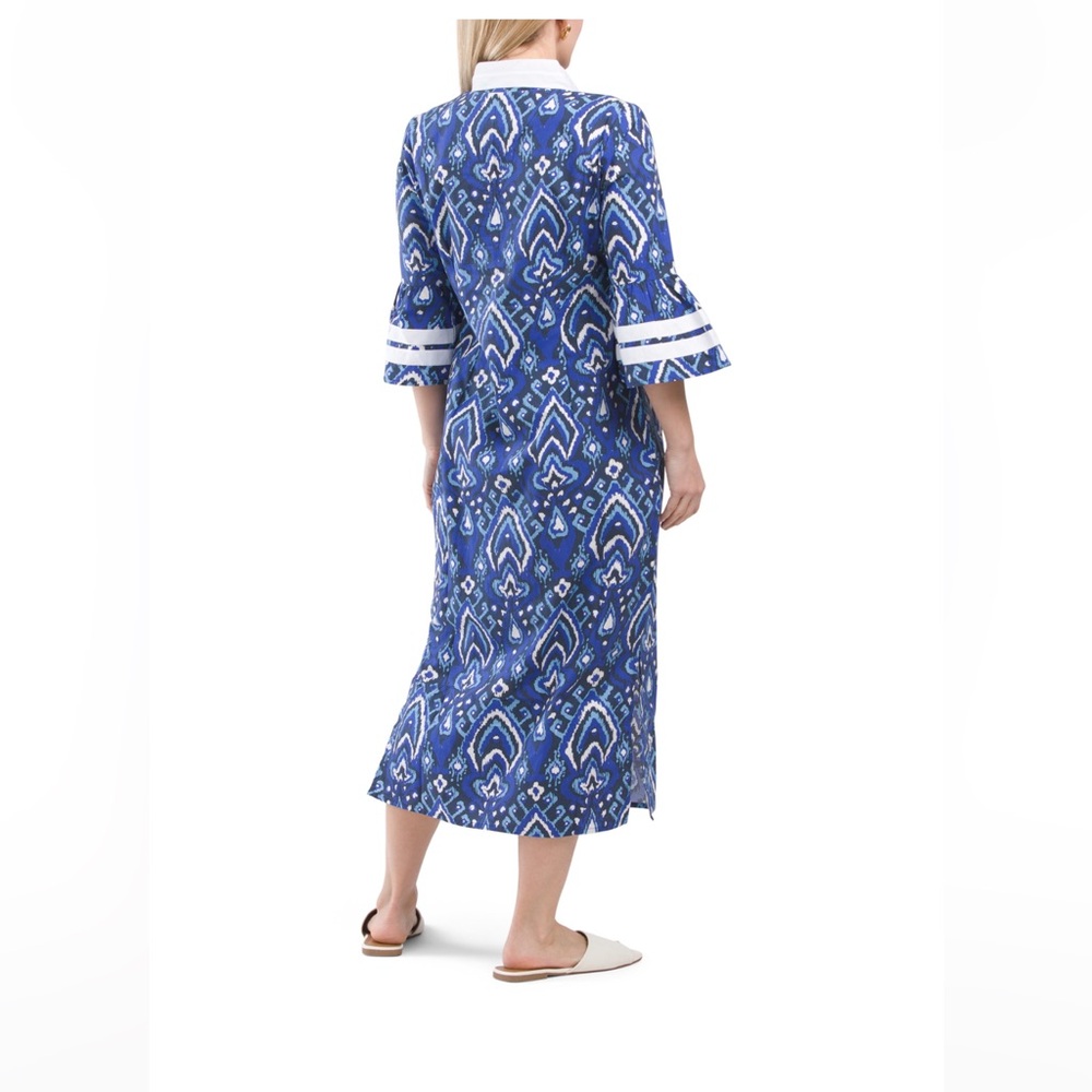 NWT Sail to Sable Blue Bell Sleeve Caftan Dress - Picture 3 of 6